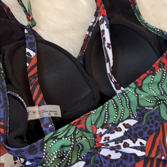 Tropical Forest Lace Up Waist One Piece Swimsuit M - Picture 12 of 13